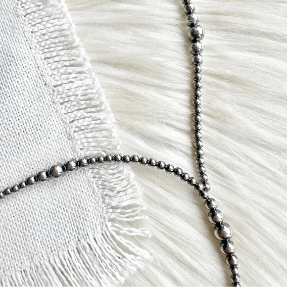 STERLING SILVER Southwestern Navajo Pearl Style 22” Graduated Y Lariat Necklace Necklaces